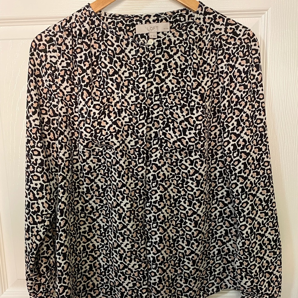 LOFT leopard print blouse- size Petite Small
